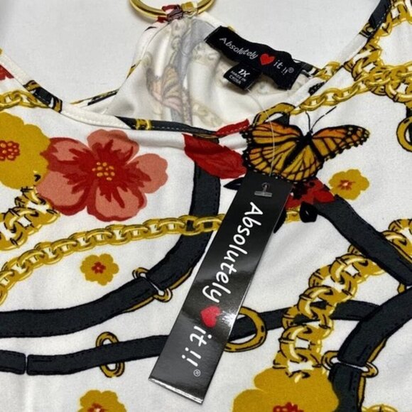 Absolutely Love It! Women's 1X Halter Strappy Bodycon Dress White Floral NWT - Picture 5 of 7